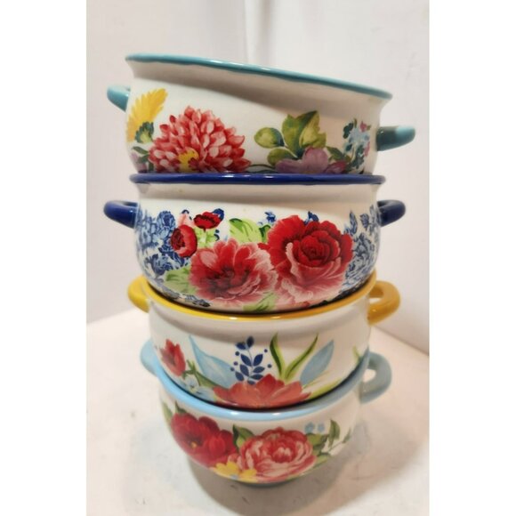 4 Pioneer Woman Floral Medley 20oz Soup Bowls Set of 4 - Picture 1 of 15